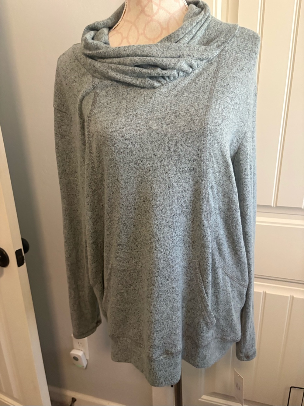 Loveappella Heather Gray Cowl Neck Tunic Sweater